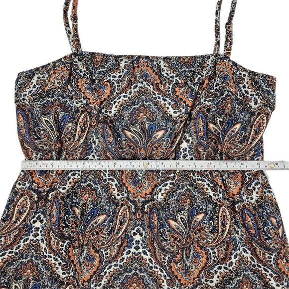 J. Crew Blue and Orange Candace Paisley Print 100% Silk Mini Dress - Picture 6 of 9